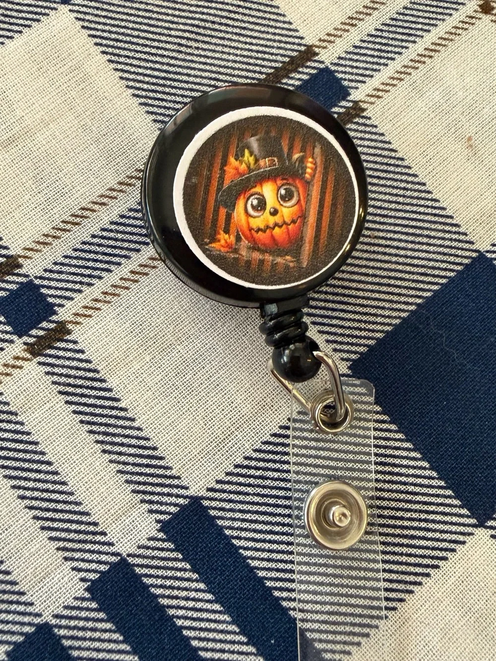 Halloween Pumpkin Badge Reel - Black